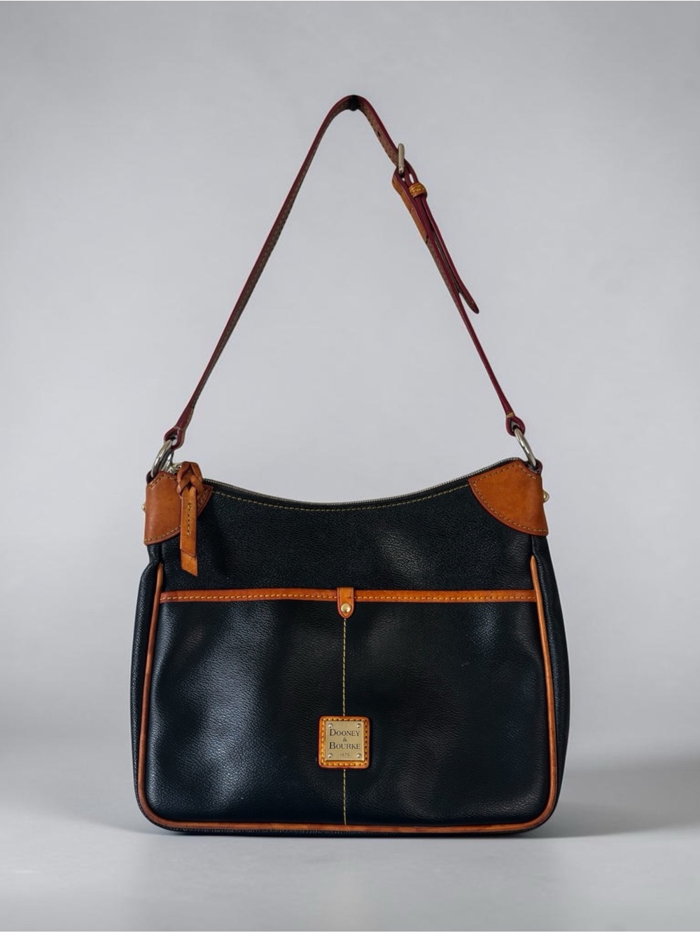 Dooney & Bourke Kimberley shoulder bag black leather tan trim